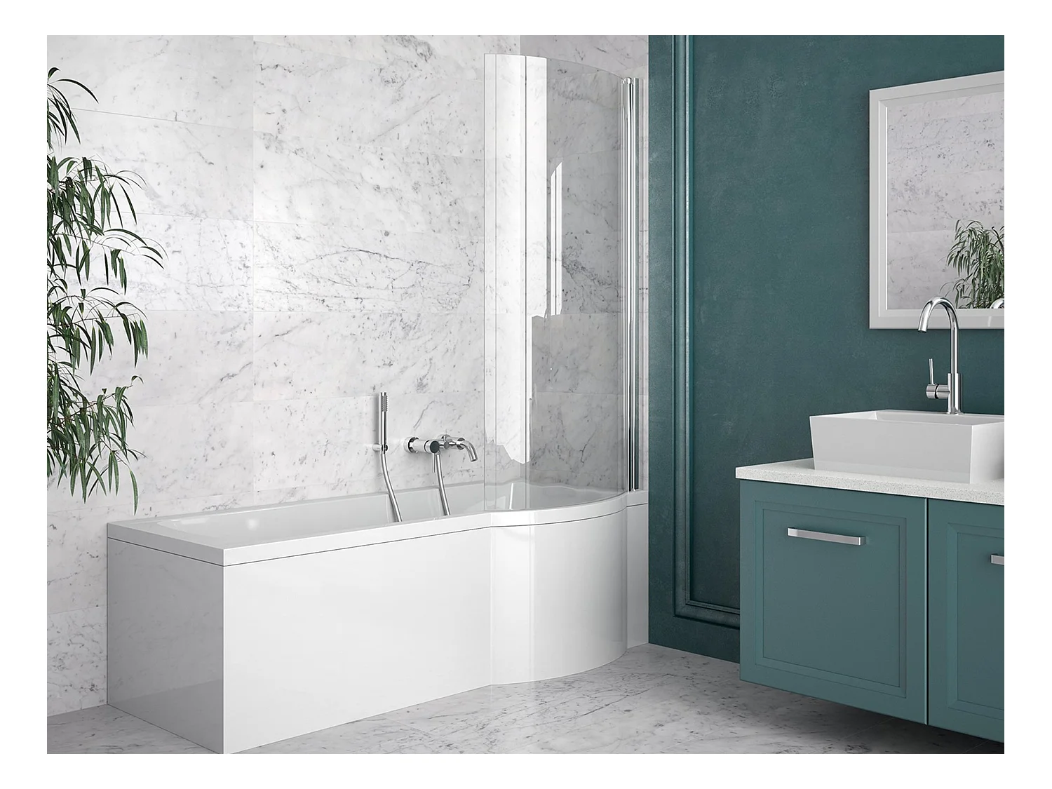 Baignoire INSPIRO 150-160-170 cm x 70 cm pare baignoire - Angle: Droit - Dimensions: 160cm