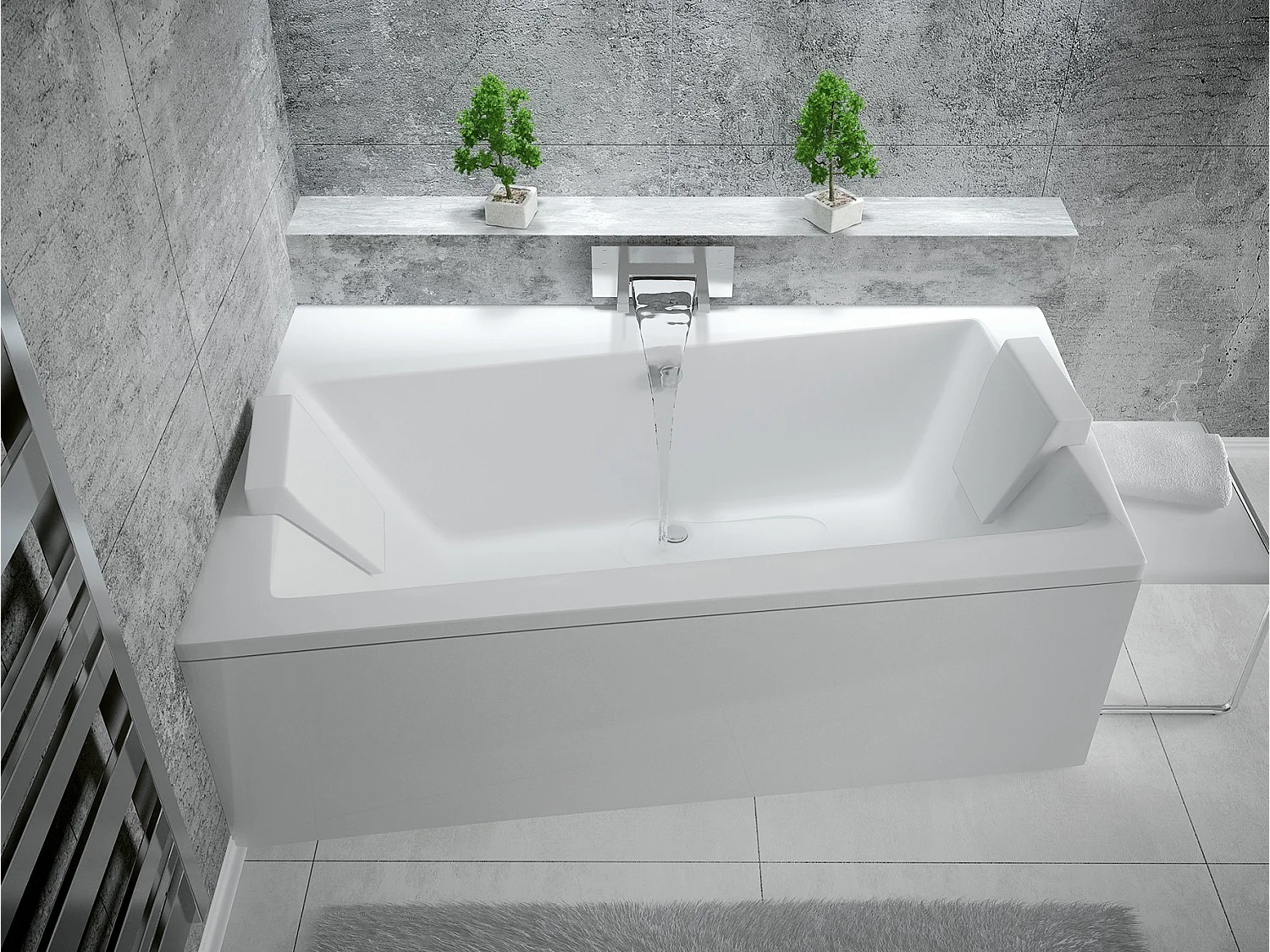 Baignoire angle gauche ZIANIGI avec tablier - Dimensions: 150cm