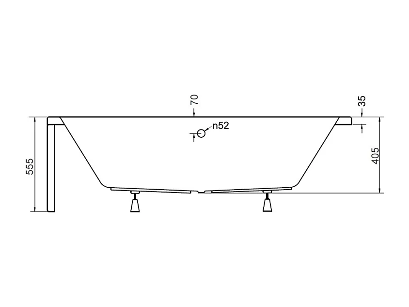 Baignoire angle gauche ZIANIGI avec tablier - Dimensions: 150cm