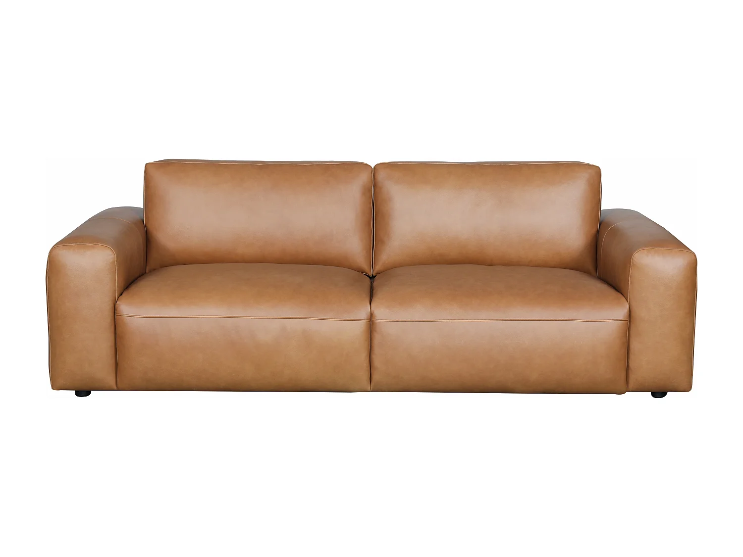 Canapé 3 places en cuir marron LAVANE
