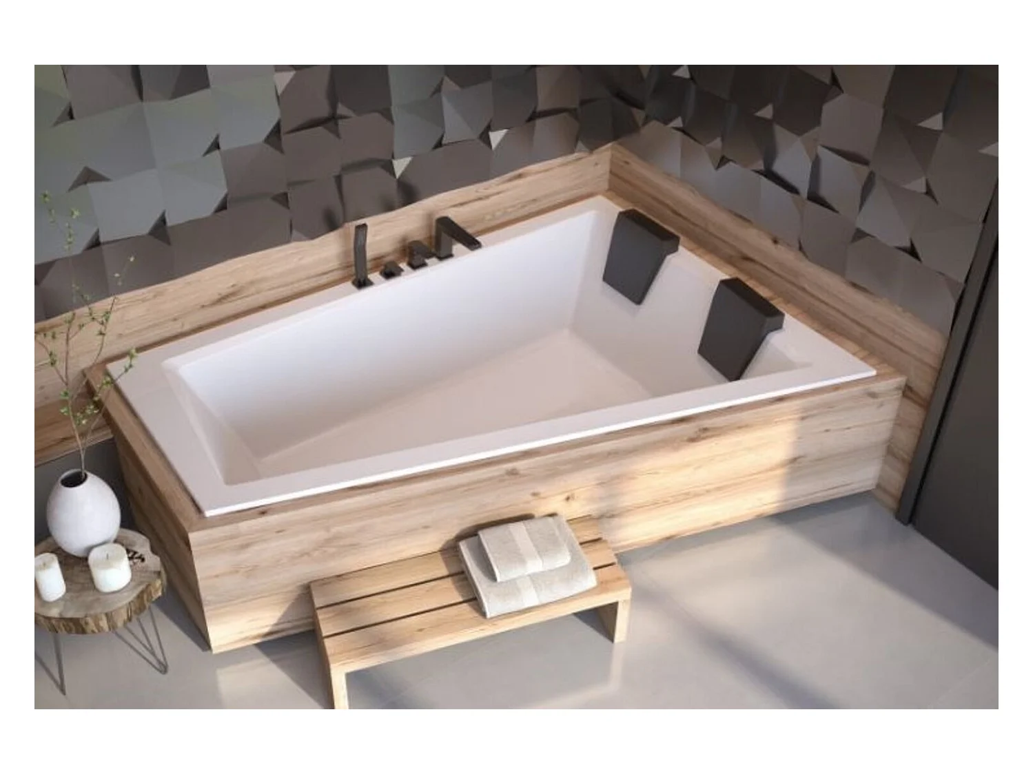 Baignoire d'angle Droit ULTIMA DUO 170 ou 180 cm ultra-slim - Dimensions: 180cm