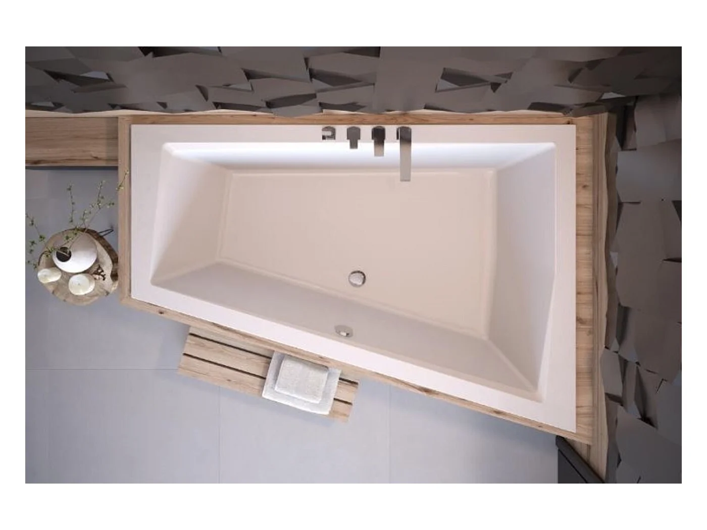 Baignoire d'angle Droit ULTIMA DUO 170 ou 180 cm ultra-slim - Dimensions: 180cm