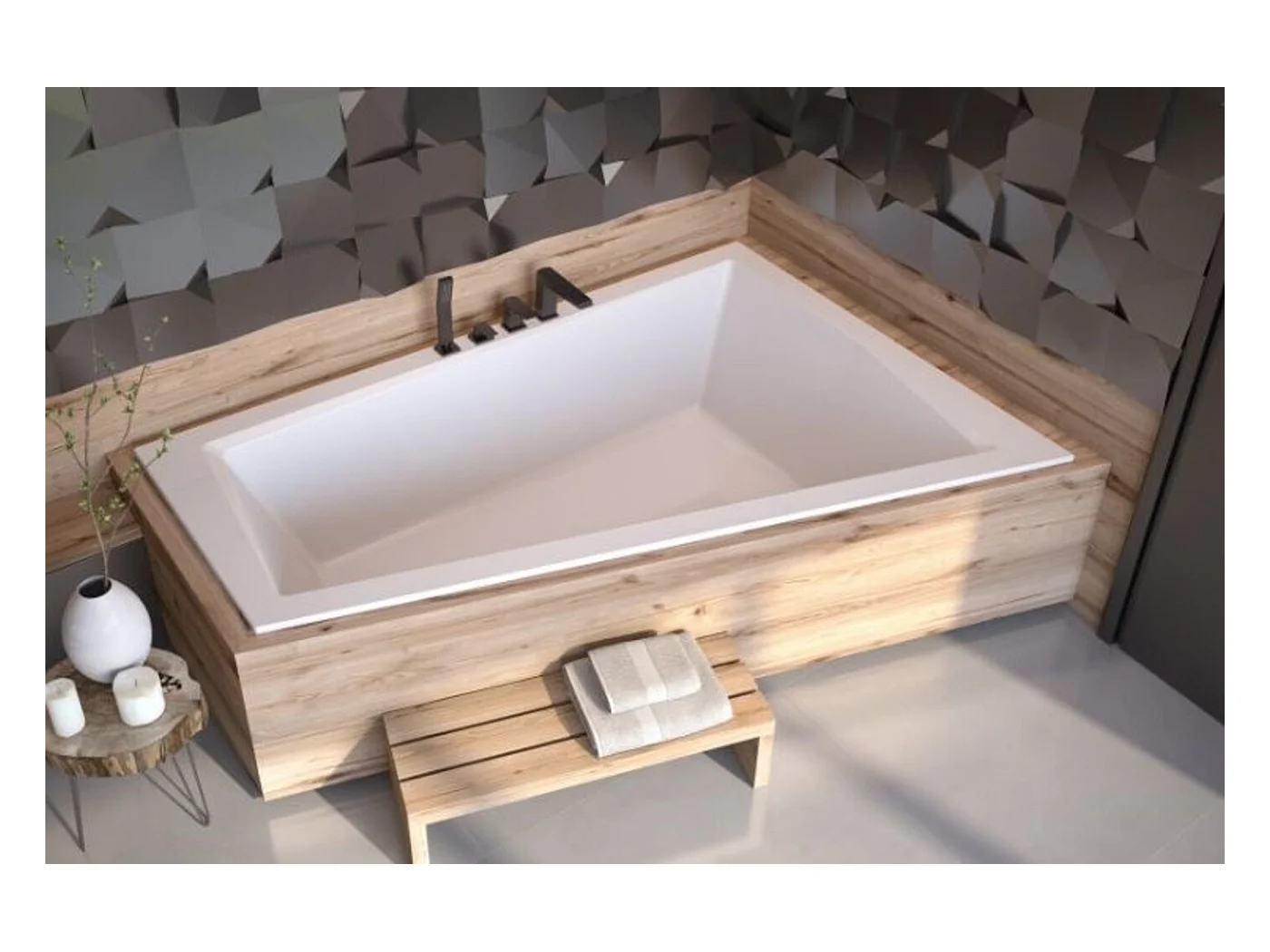 Baignoire d'angle Droit ULTIMA DUO 170 ou 180 cm ultra-slim - Dimensions: 180cm
