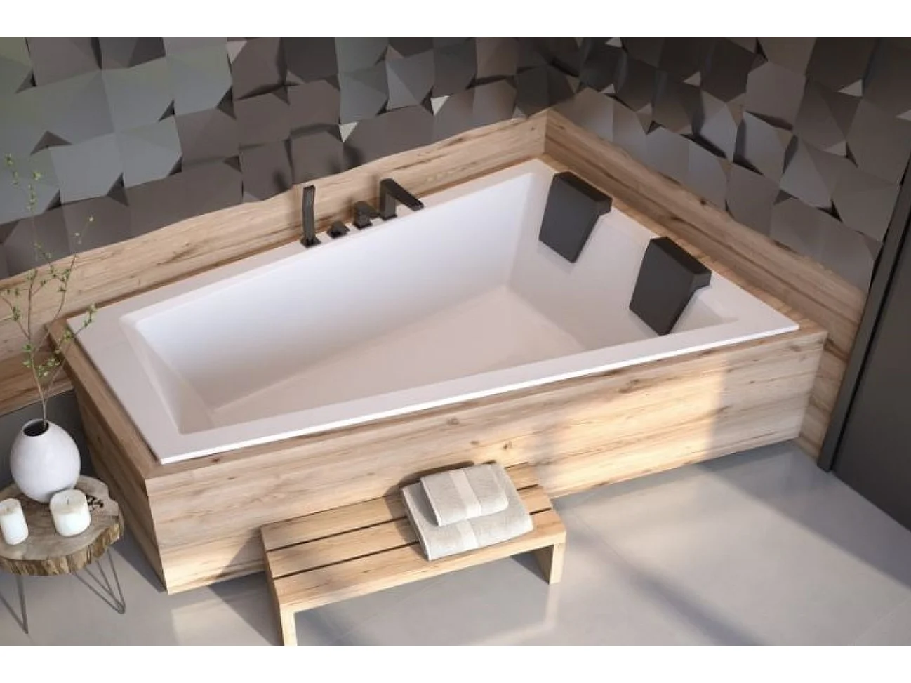 Baignoire d'angle Droit ULTIMA DUO 170 ou 180 cm ultra-slim - Dimensions: 180cm