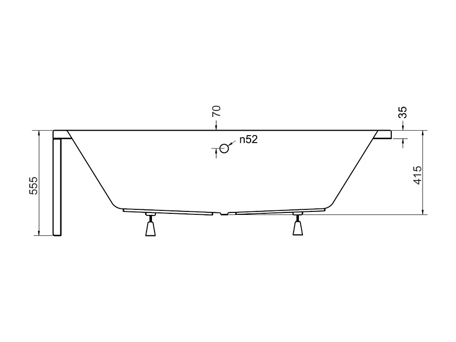 Baignoire angle gauche ZIANIGI avec tablier - Dimensions: 170cm