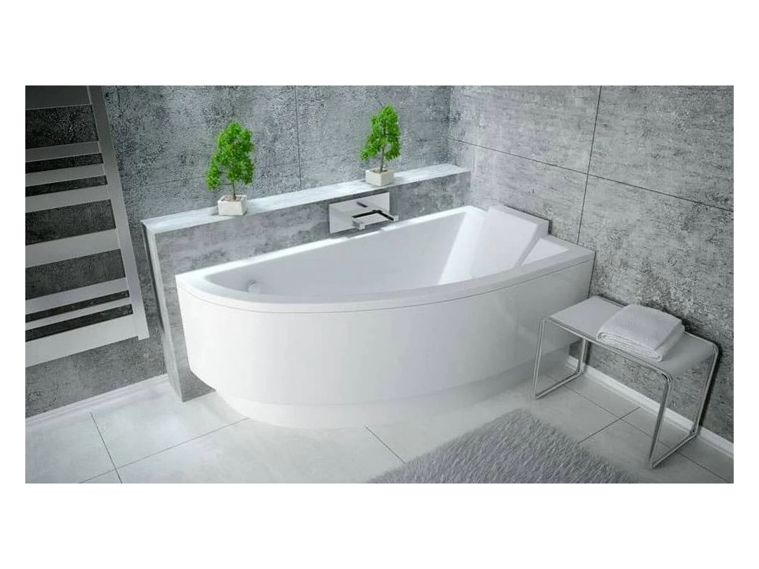 Baignoire d'angle ORIEGA 150 cm droite avec tablier