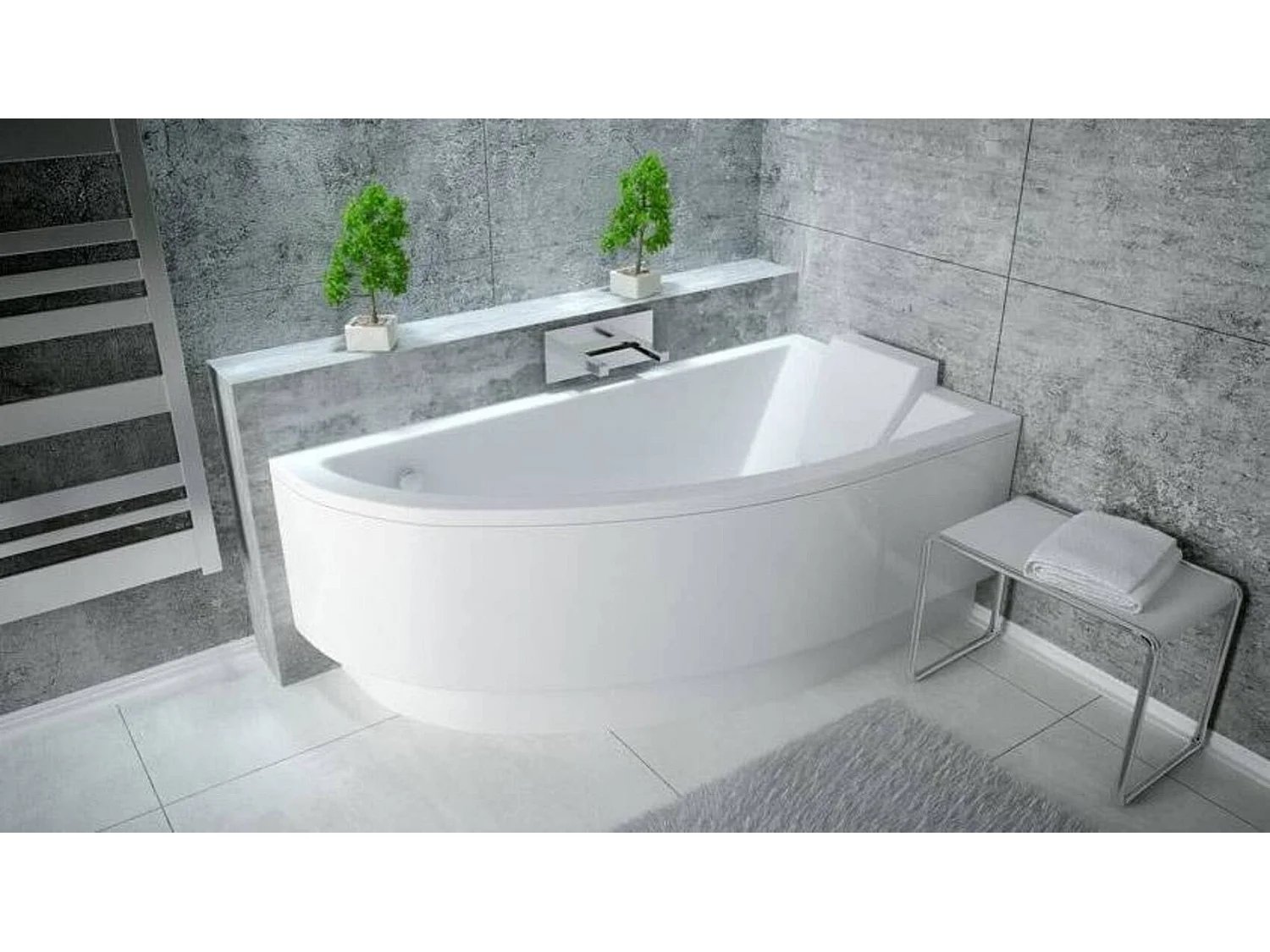 Baignoire d'angle ORIEGA 150 cm droite avec tablier
