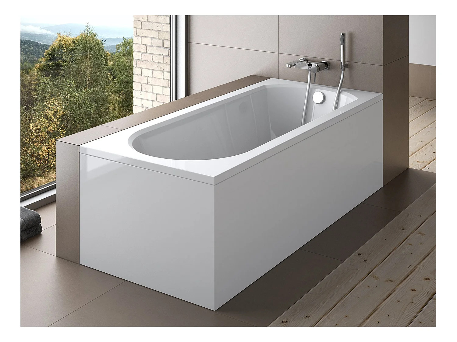 Baignoire TRINITA avec tablier 150-160-170 x 75 - Dimensions: 160cm