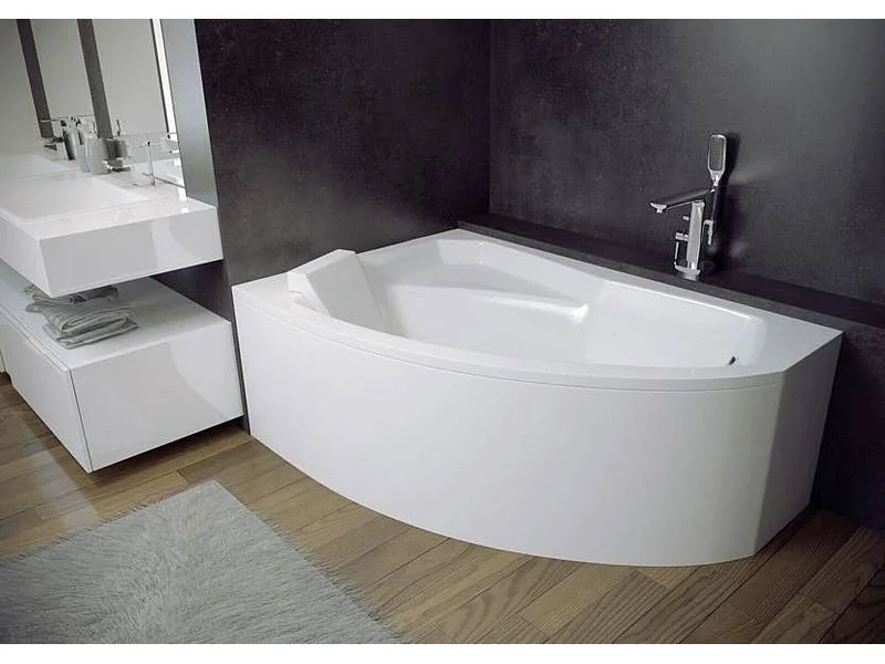 Baignoire d'angle gauche RIMA 130-140-150-160-170 cm avec tablier - Dimensions: 140cm