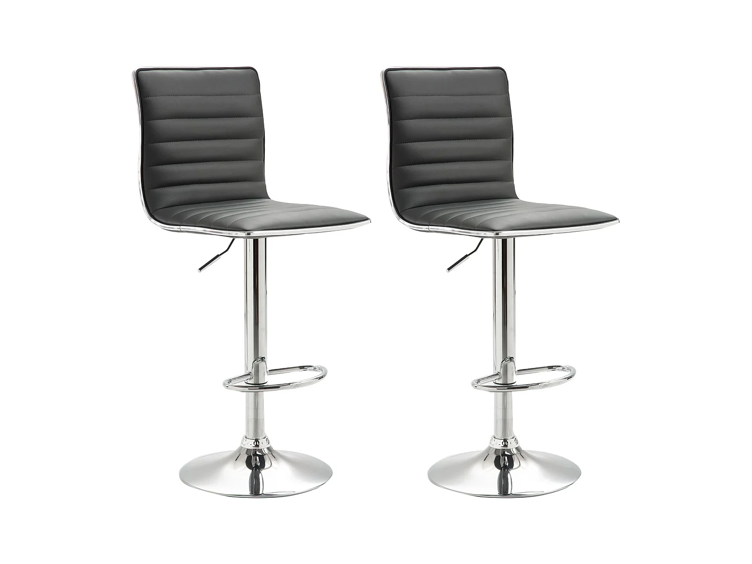 Lot de 2 tabourets de bar ROCA chaise haute droite pour cuisine/comptoir, réglable en hauteur et pivotante, en synthétique gris