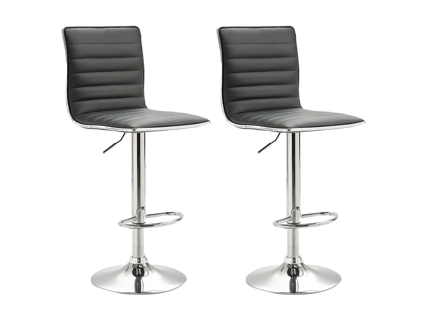 Lot de 2 tabourets de bar ROCA chaise haute droite pour cuisine/comptoir, réglable en hauteur et pivotante, en synthétique gris