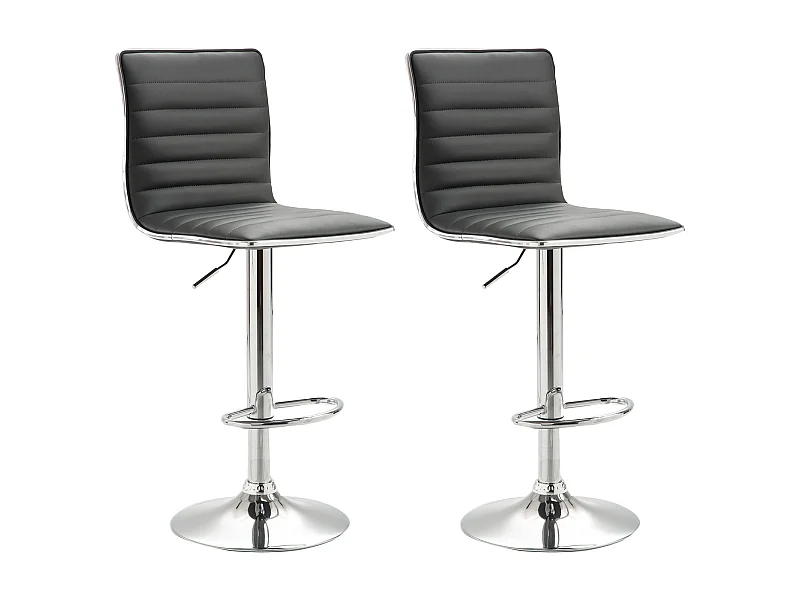 Lot de 2 tabourets de bar ROCA chaise haute droite pour cuisine/comptoir, réglable en hauteur et pivotante, en synthétique gris