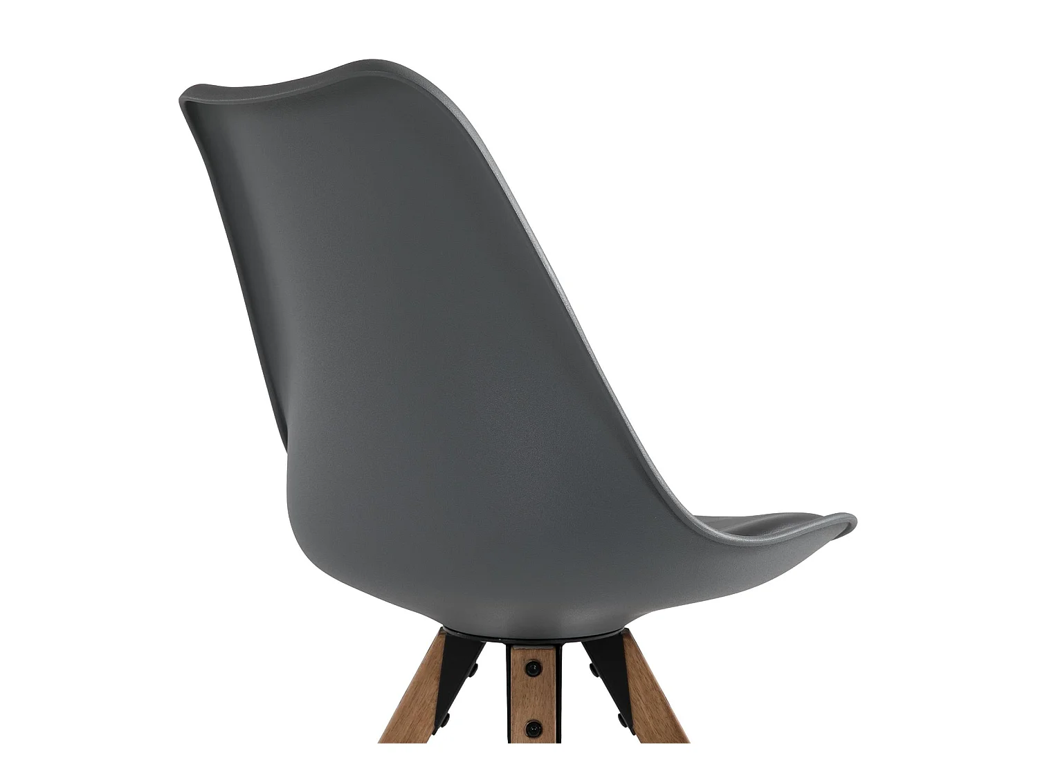 Lot de 4 chaises de salle à manger TYSON style scandinave design nordique piètement bois massif, siège coque en plastique gris
