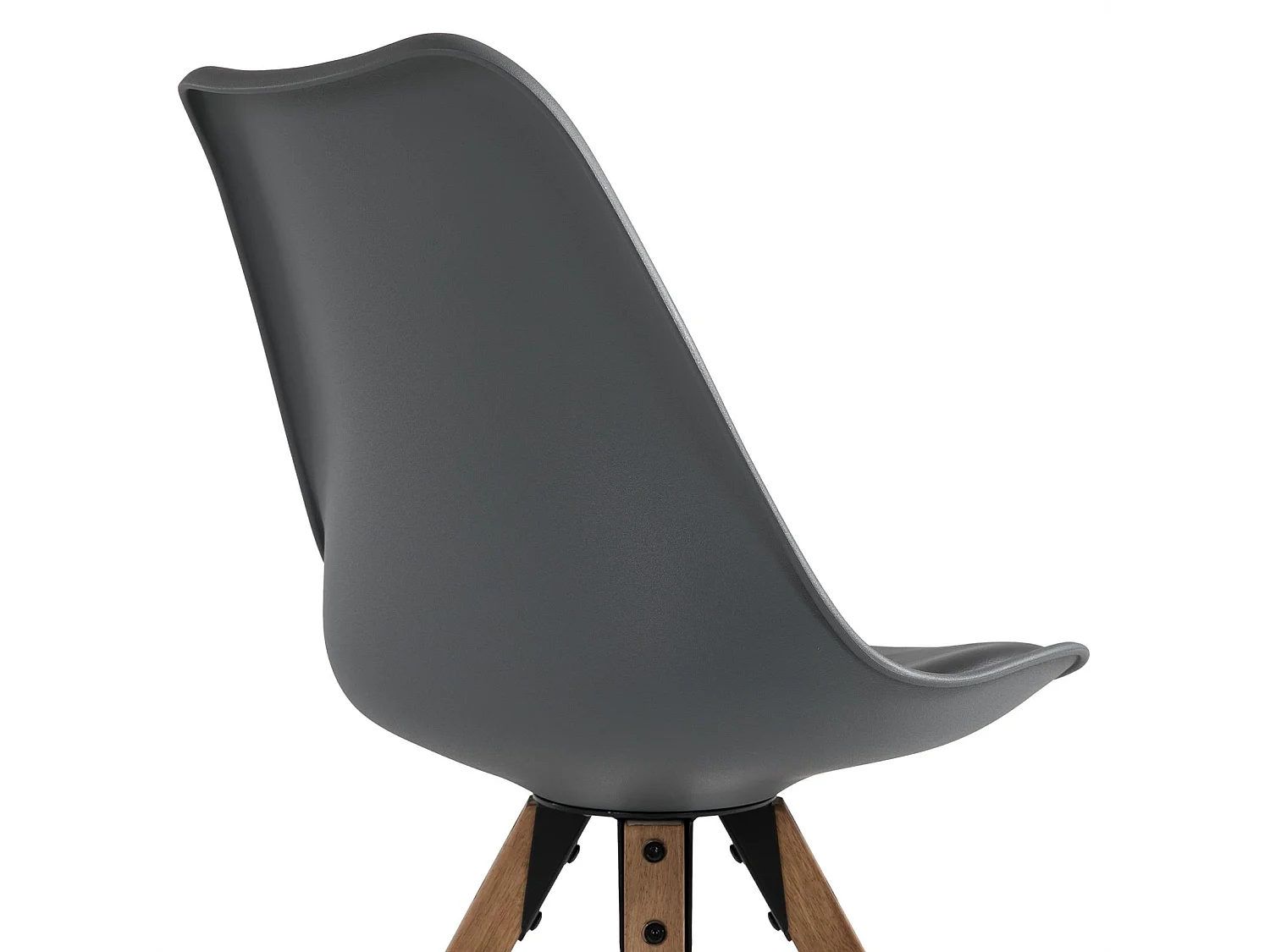 Lot de 4 chaises de salle à manger TYSON style scandinave design nordique piètement bois massif, siège coque en plastique gris