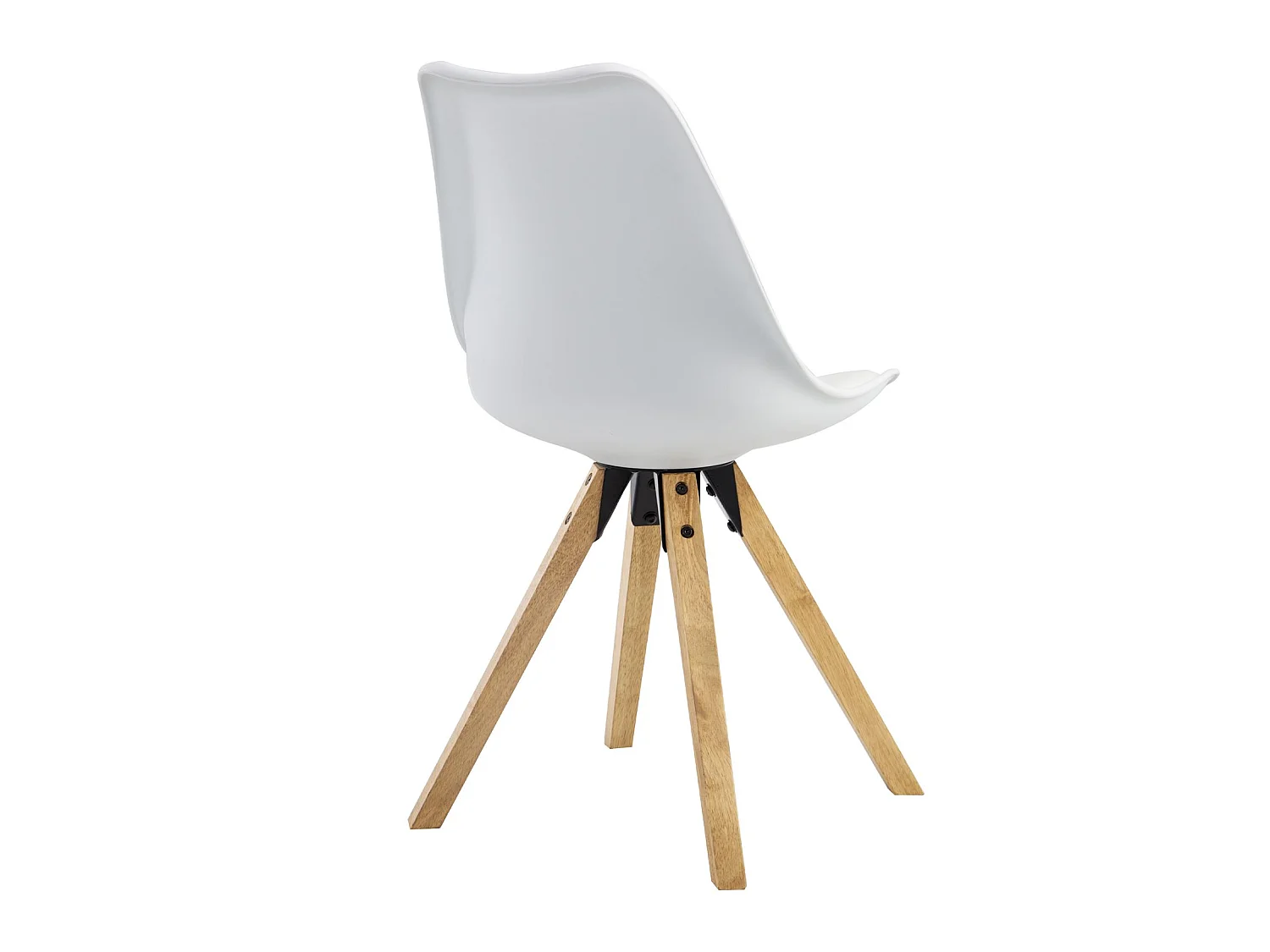 Lot de 4 chaises de salle à manger TYSON style scandinave design nordique piètement bois massif, siège coque en plastique blanc