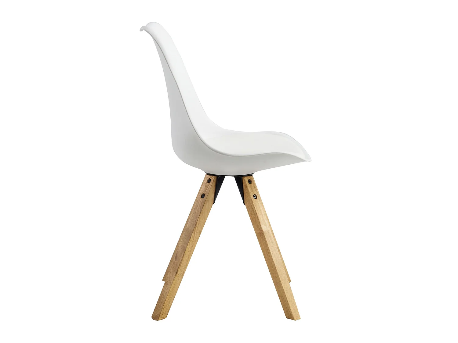 Lot de 4 chaises de salle à manger TYSON style scandinave design nordique piètement bois massif, siège coque en plastique blanc