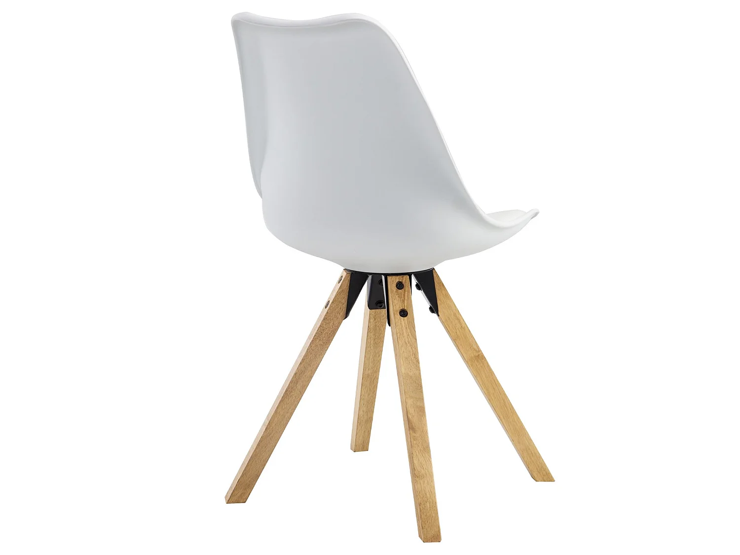 Lot de 4 chaises de salle à manger TYSON style scandinave design nordique piètement bois massif, siège coque en plastique blanc