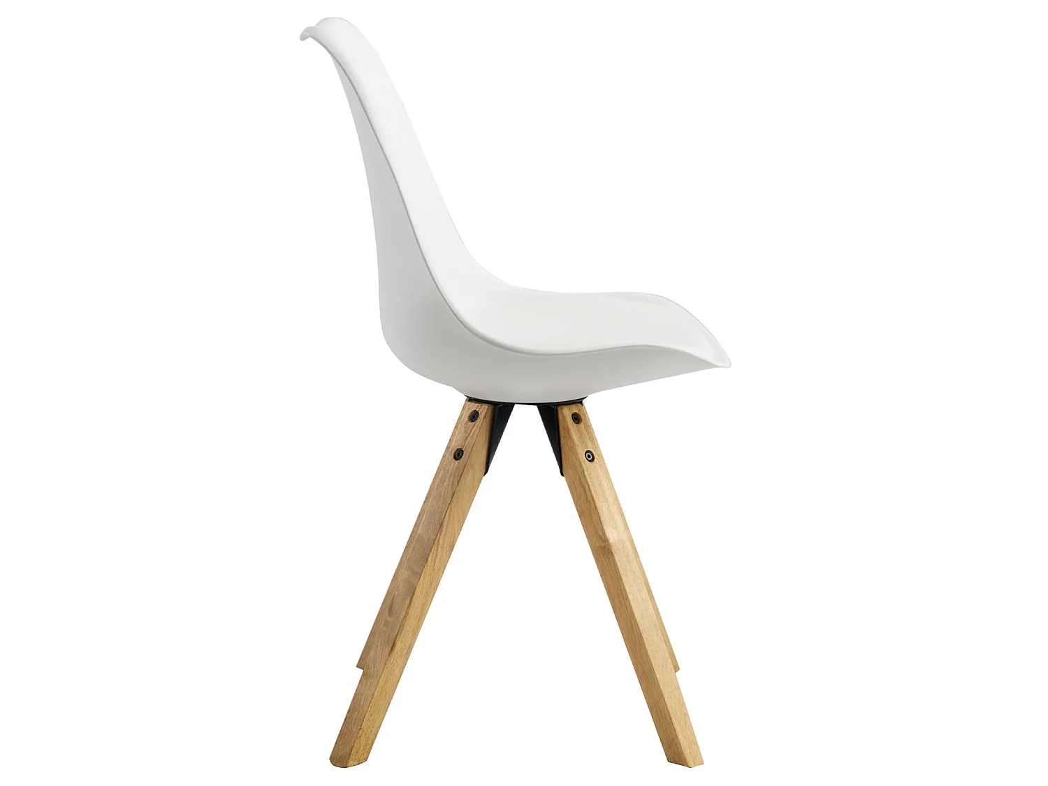 Lot de 4 chaises de salle à manger TYSON style scandinave design nordique piètement bois massif, siège coque en plastique blanc