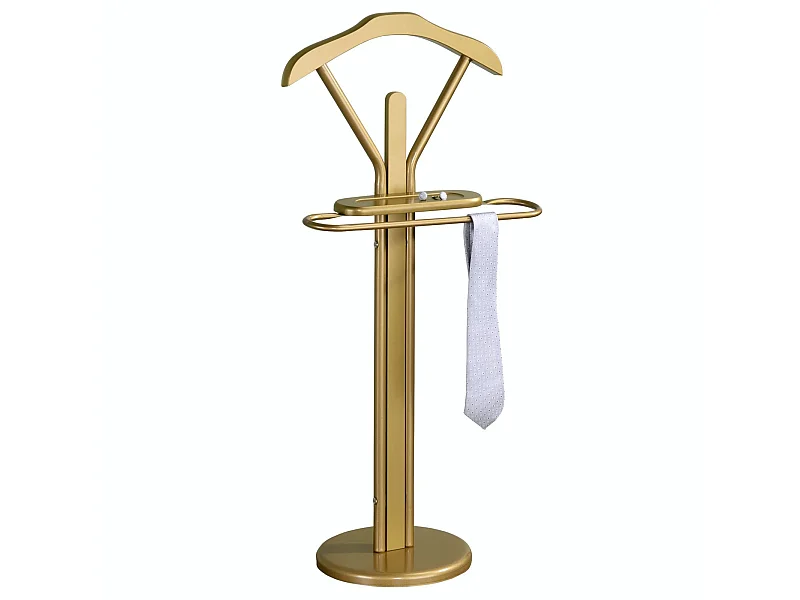 Valet de chambre FABIO chevalet de nuit portant pour vêtements, structure en métal laqué couleur or