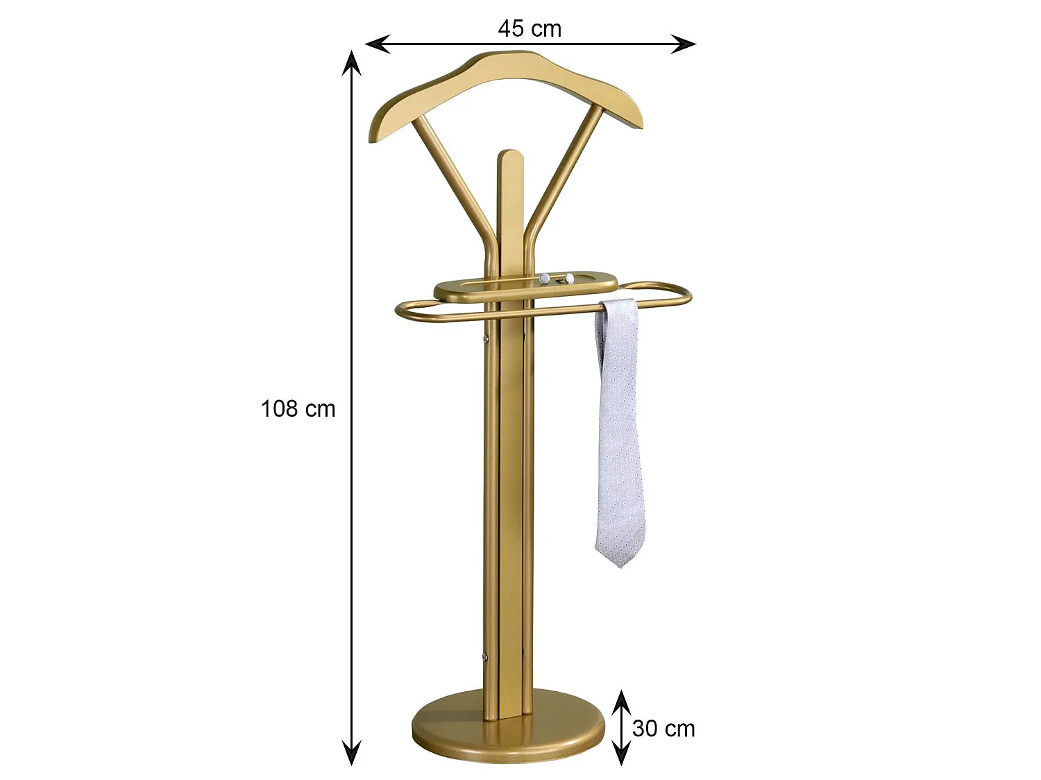 Valet de chambre FABIO chevalet de nuit portant pour vêtements, structure en métal laqué couleur or