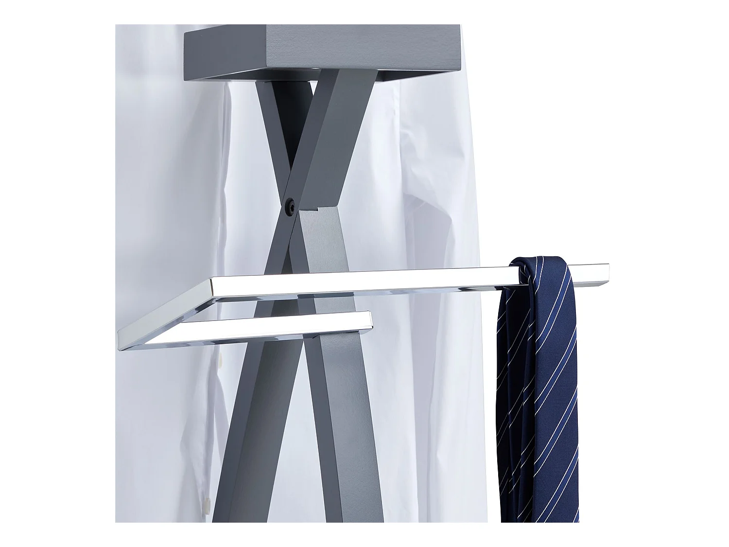 Valet de chambre ROBIN valet de nuit porte vêtements, structure en bois laqué gris