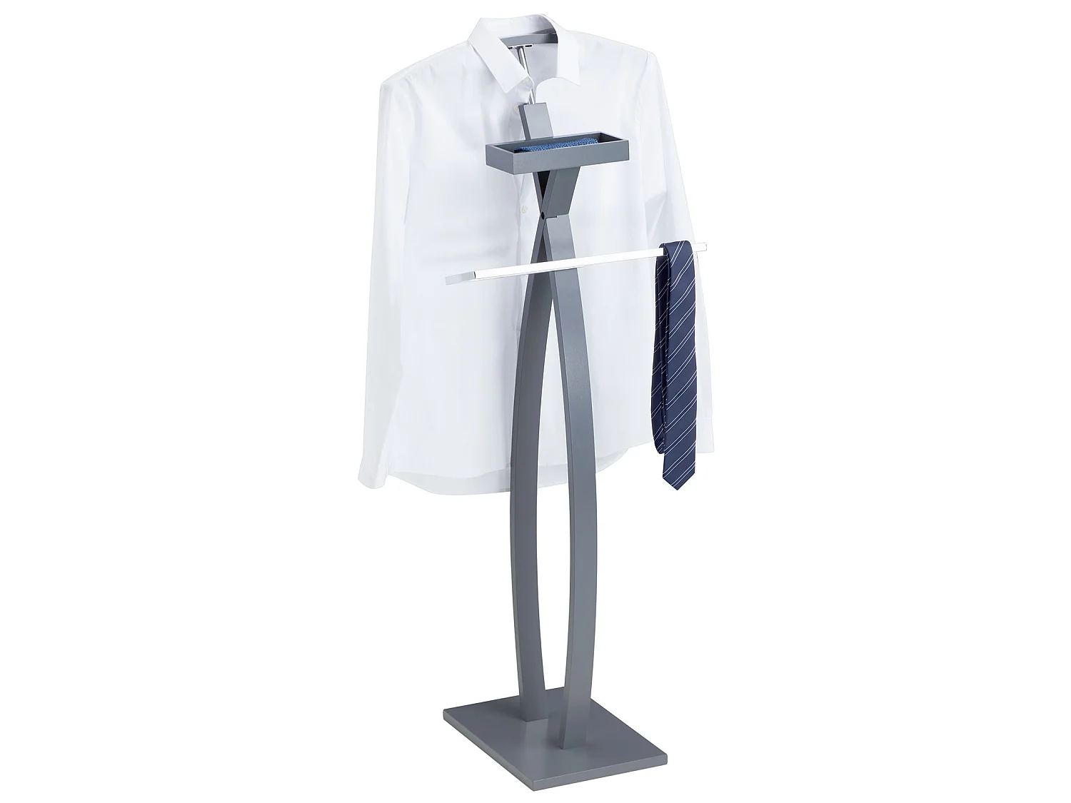 Valet de chambre ROBIN valet de nuit porte vêtements, structure en bois laqué gris