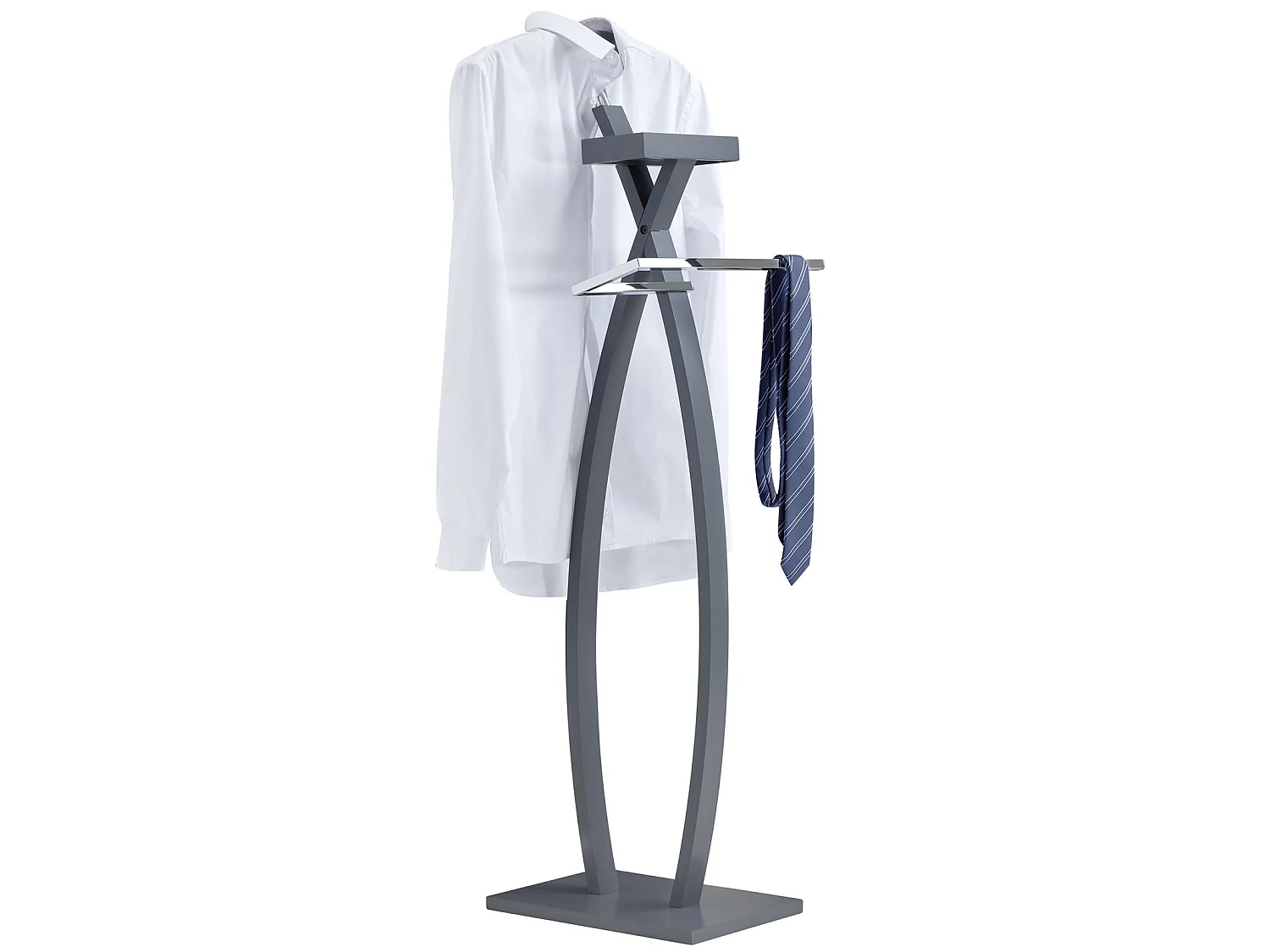 Valet de chambre ROBIN valet de nuit porte vêtements, structure en bois laqué gris