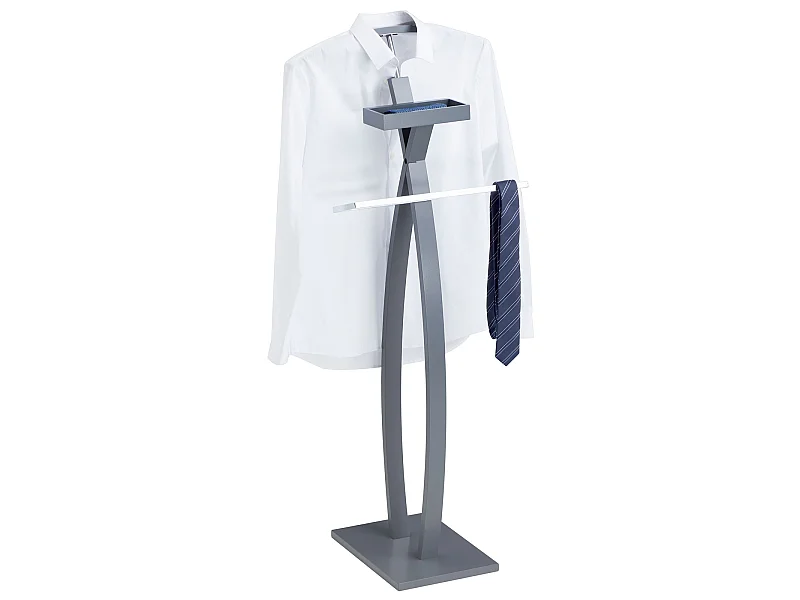 Valet de chambre ROBIN valet de nuit porte vêtements, structure en bois laqué gris