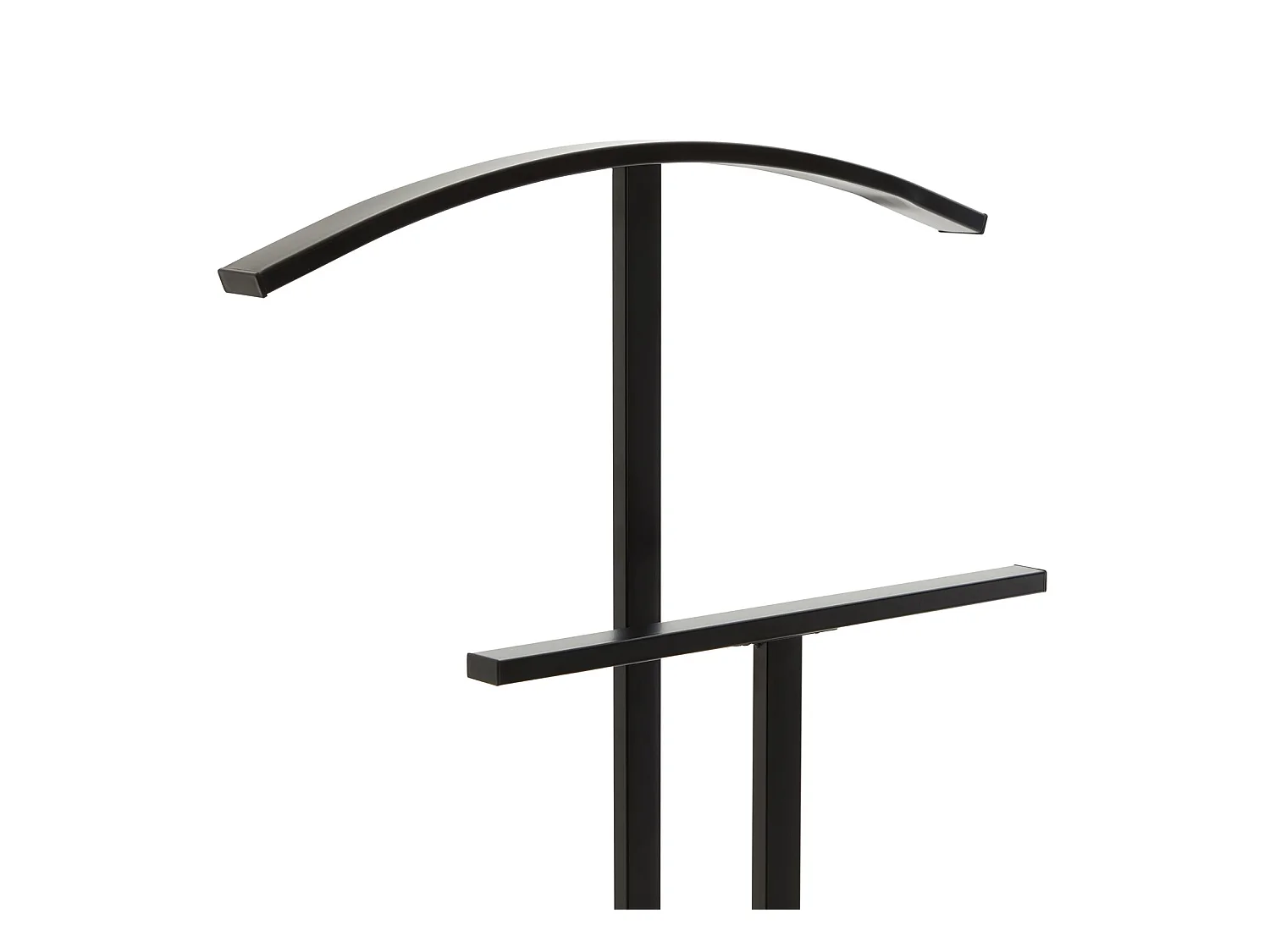 Valet de chambre SCOTT chevalet de nuit avec cintre et portant pour vêtements, socle rectangulaire et tubes en métal laqué noir