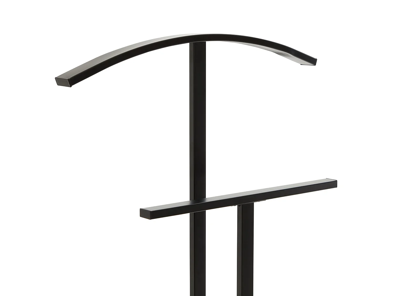 Valet de chambre SCOTT chevalet de nuit avec cintre et portant pour vêtements, socle rectangulaire et tubes en métal laqué noir