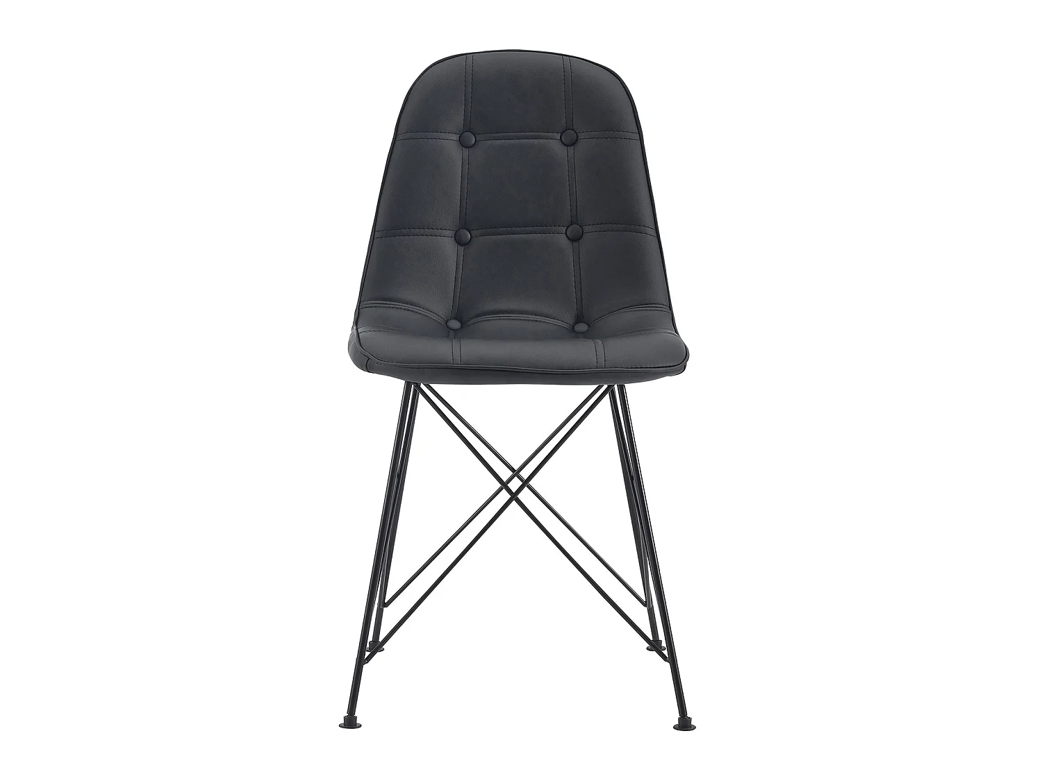 Lot de 4 chaises IMRAN pour salle à manger ou cuisine avec 4 pieds en métal noir design contemporain, revêtement synthétique noir