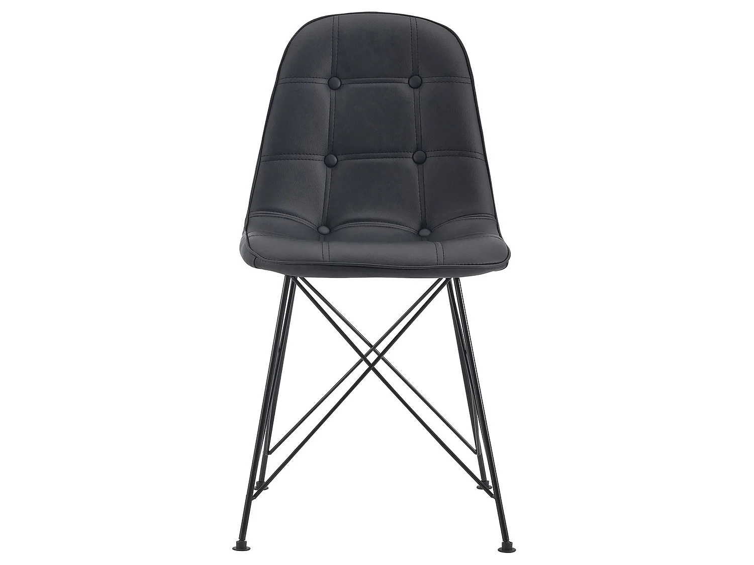 Lot de 4 chaises IMRAN pour salle à manger ou cuisine avec 4 pieds en métal noir design contemporain, revêtement synthétique noir
