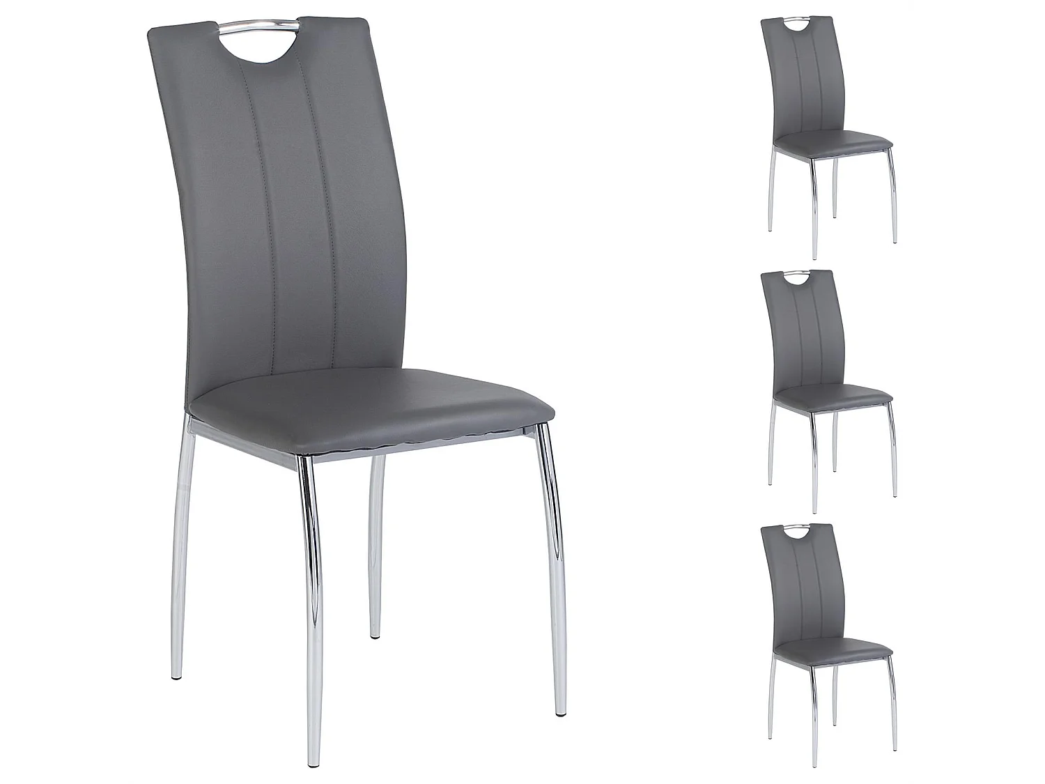 Lot de 4 chaises APOLLO assise synthétique gris