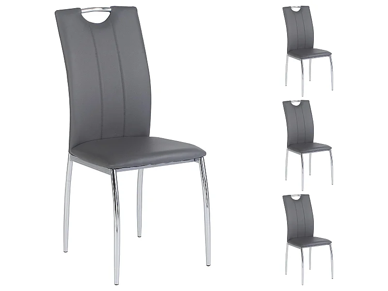 Lot de 4 chaises APOLLO assise synthétique gris