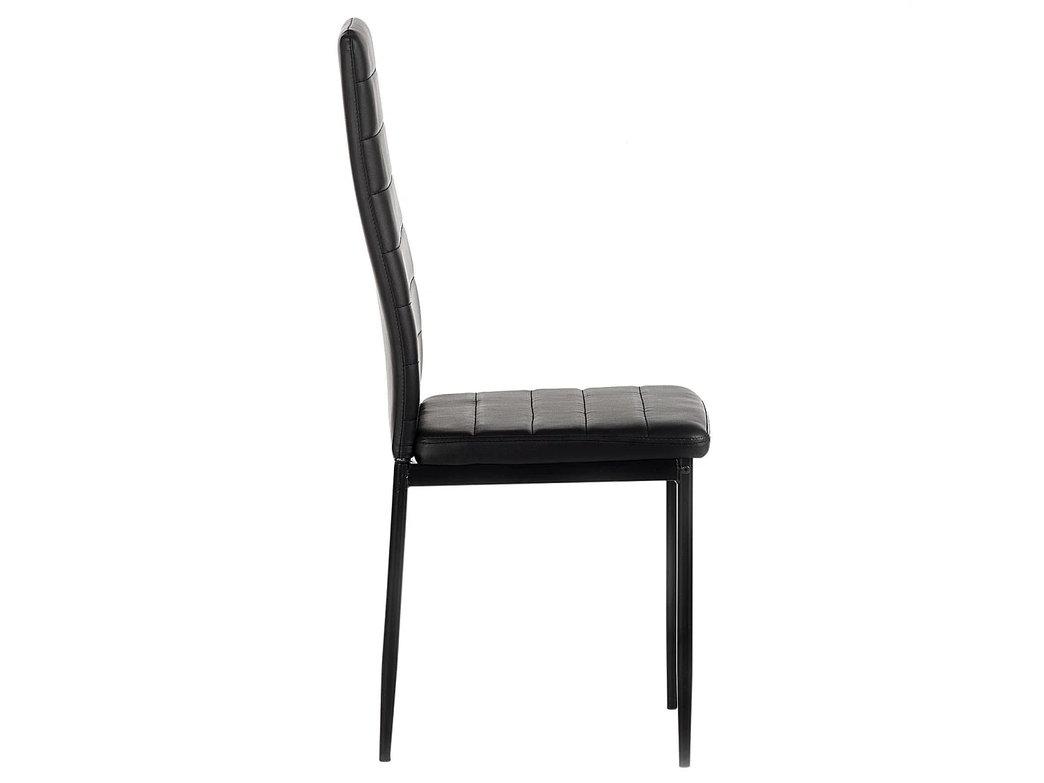 Lot de 4 chaises de salle à manger NATHALIE piètement métallique laqué noir revêtement synthétique noir