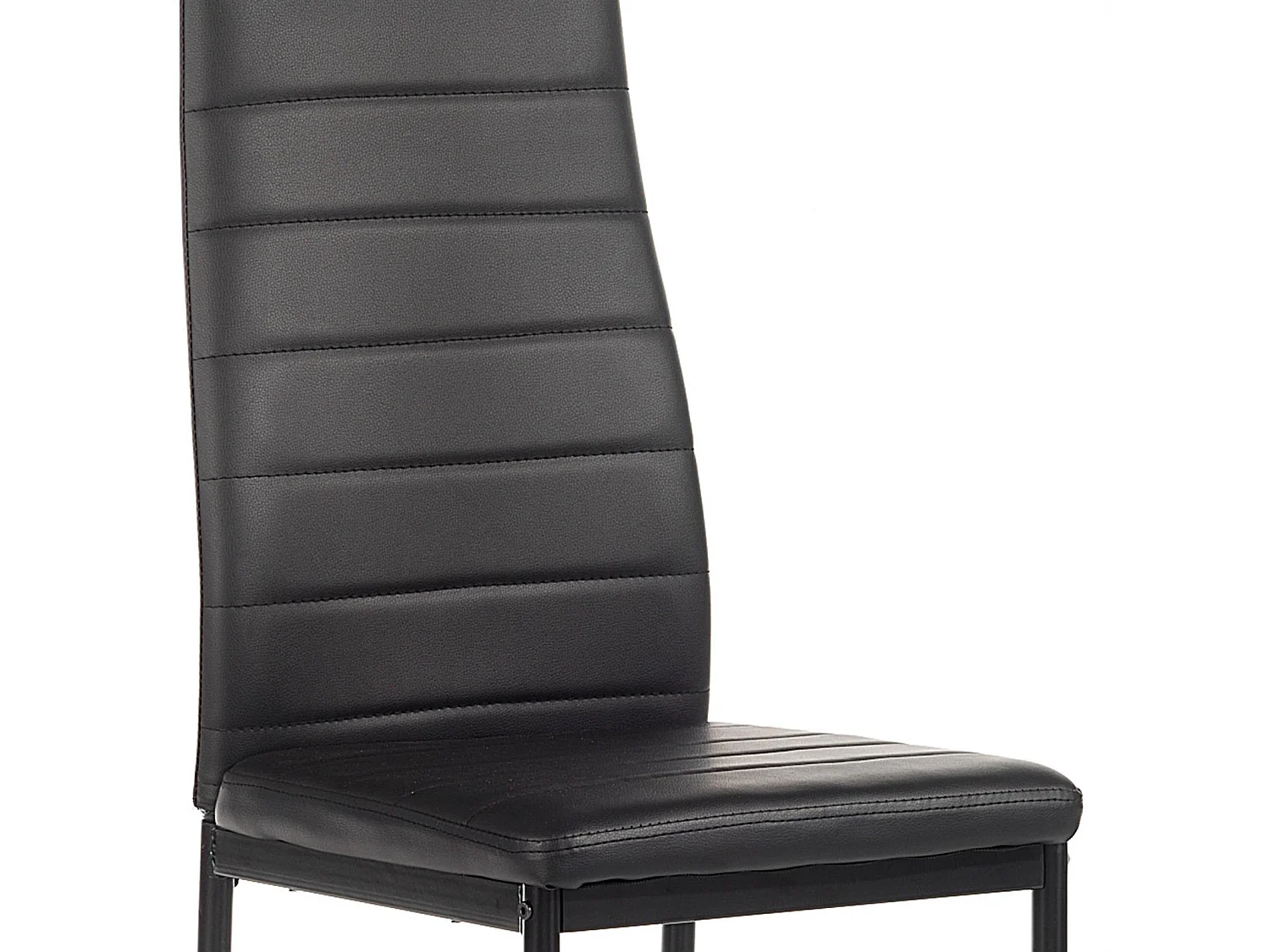 Lot de 4 chaises de salle à manger NATHALIE piètement métallique laqué noir revêtement synthétique noir