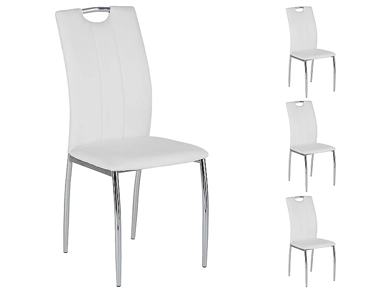 Lot de 4 chaises APOLLO assise synthétique blanc