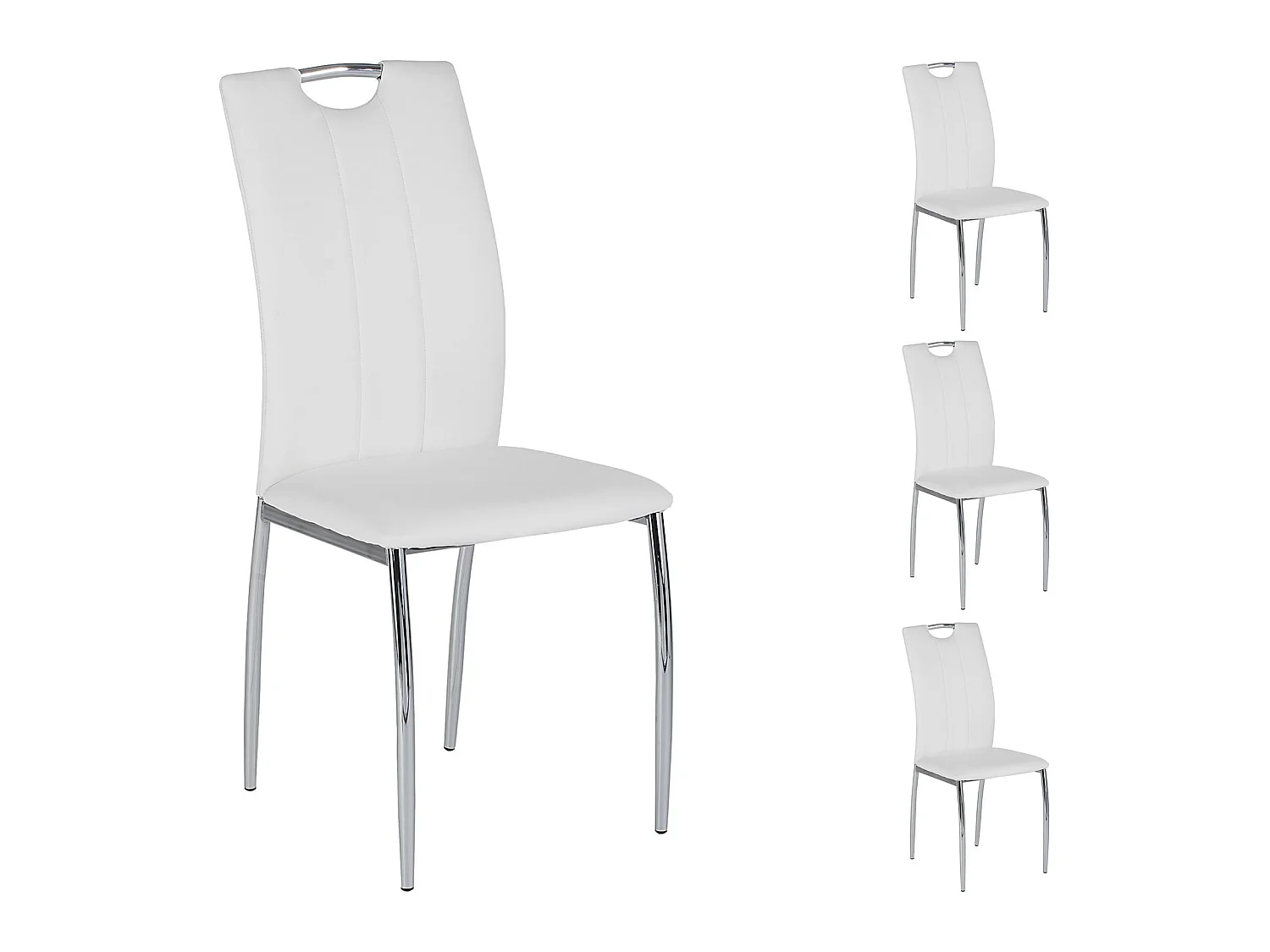 Lot de 4 chaises APOLLO assise synthétique blanc
