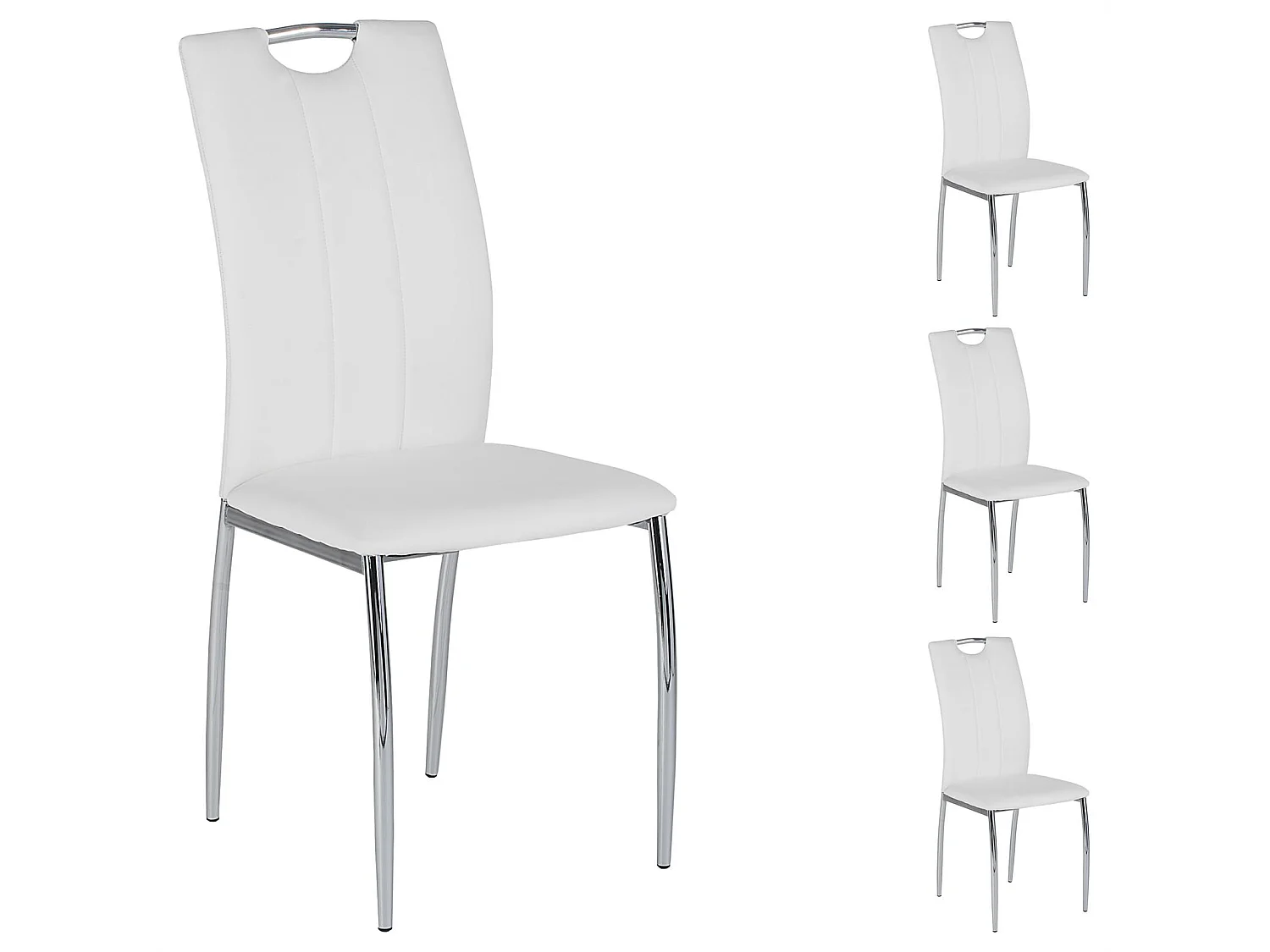 Lot de 4 chaises APOLLO assise synthétique blanc