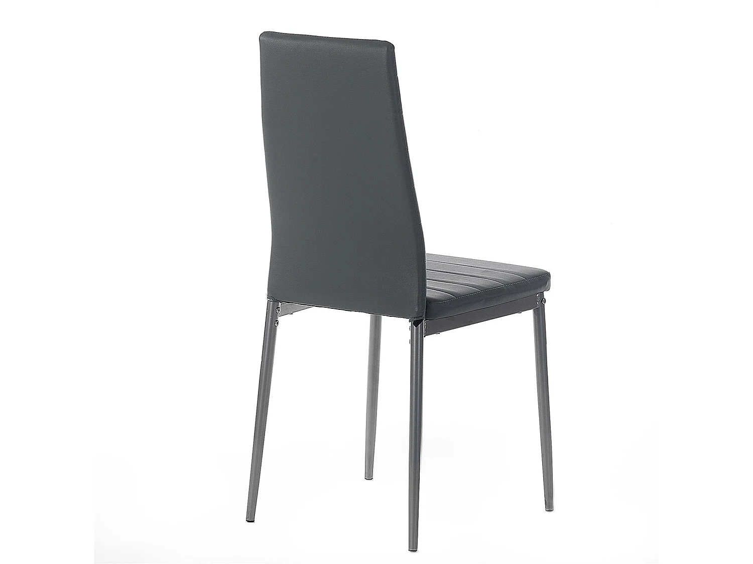 Lot de 4 chaises de salle à manger NATHALIE piètement métallique couleur aluminium revêtement synthétique gris