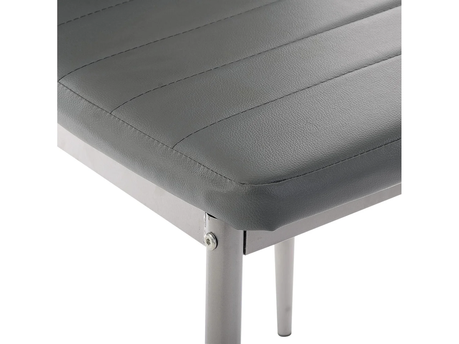 Lot de 4 chaises de salle à manger NATHALIE piètement métallique couleur aluminium revêtement synthétique gris