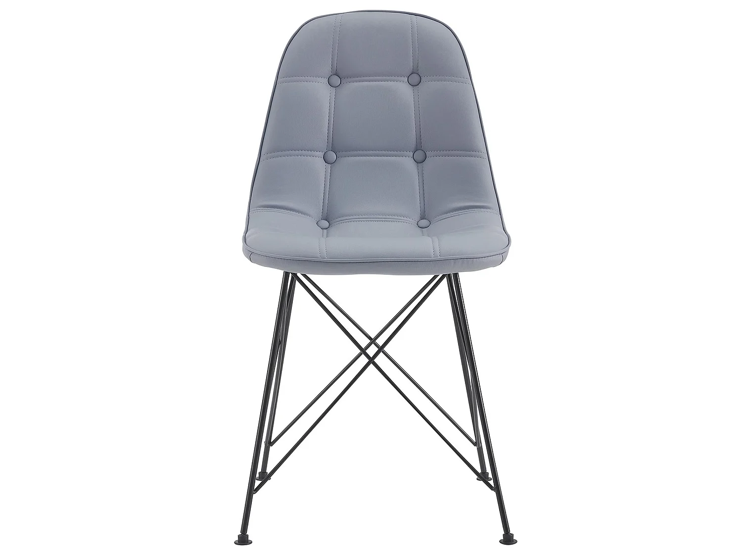 Lot de 4 chaises IMRAN pour salle à manger ou cuisine avec 4 pieds en métal noir design contemporain, revêtement synthétique gris