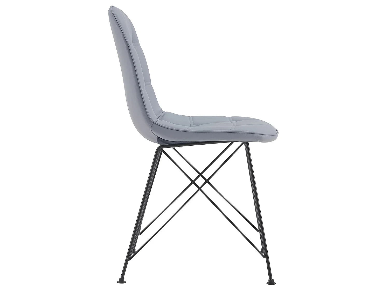 Lot de 4 chaises IMRAN pour salle à manger ou cuisine avec 4 pieds en métal noir design contemporain, revêtement synthétique gris