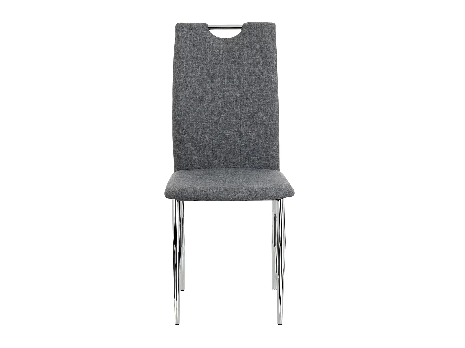 Lot de 4 chaises de salle à manger APOLLO piètement en métal chromé revêtement en tissu gris