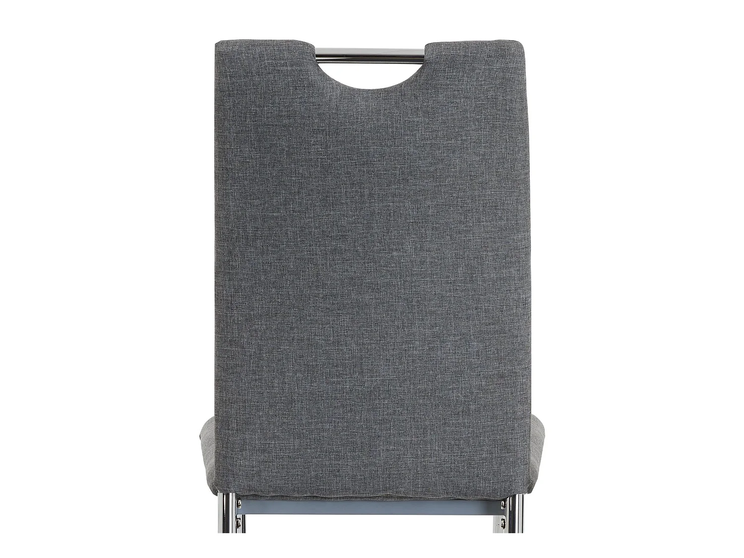 Lot de 4 chaises de salle à manger APOLLO piètement en métal chromé revêtement en tissu gris