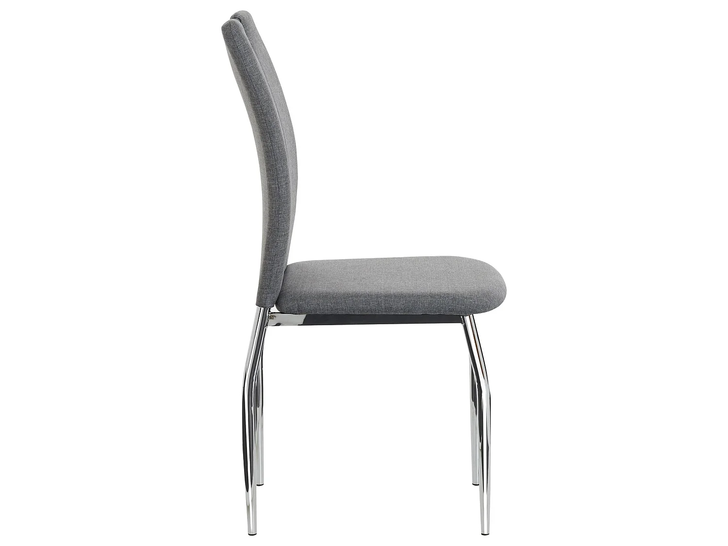 Lot de 4 chaises de salle à manger APOLLO piètement en métal chromé revêtement en tissu gris