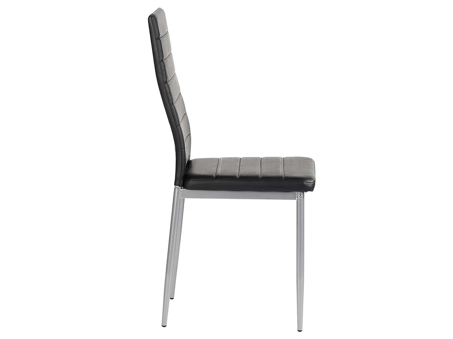 Lot de 4 chaises de salle à manger NATHALIE piètement métallique couleur aluminium revêtement synthétique noir