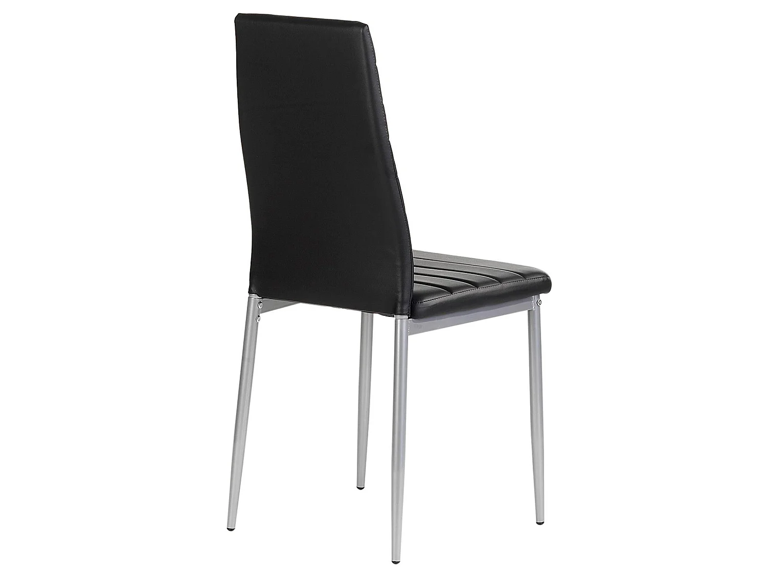 Lot de 4 chaises de salle à manger NATHALIE piètement métallique couleur aluminium revêtement synthétique noir