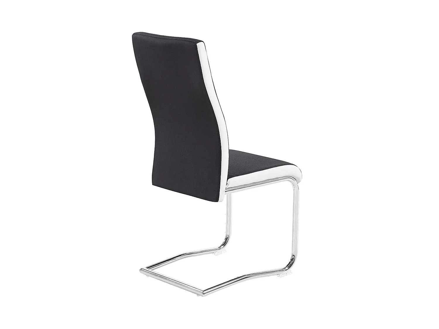 Lot de 4 chaises de salle à manger ou cuisine ALBA avec assise rembourrée et piètement chromé, revêtement en tissu noir et blanc