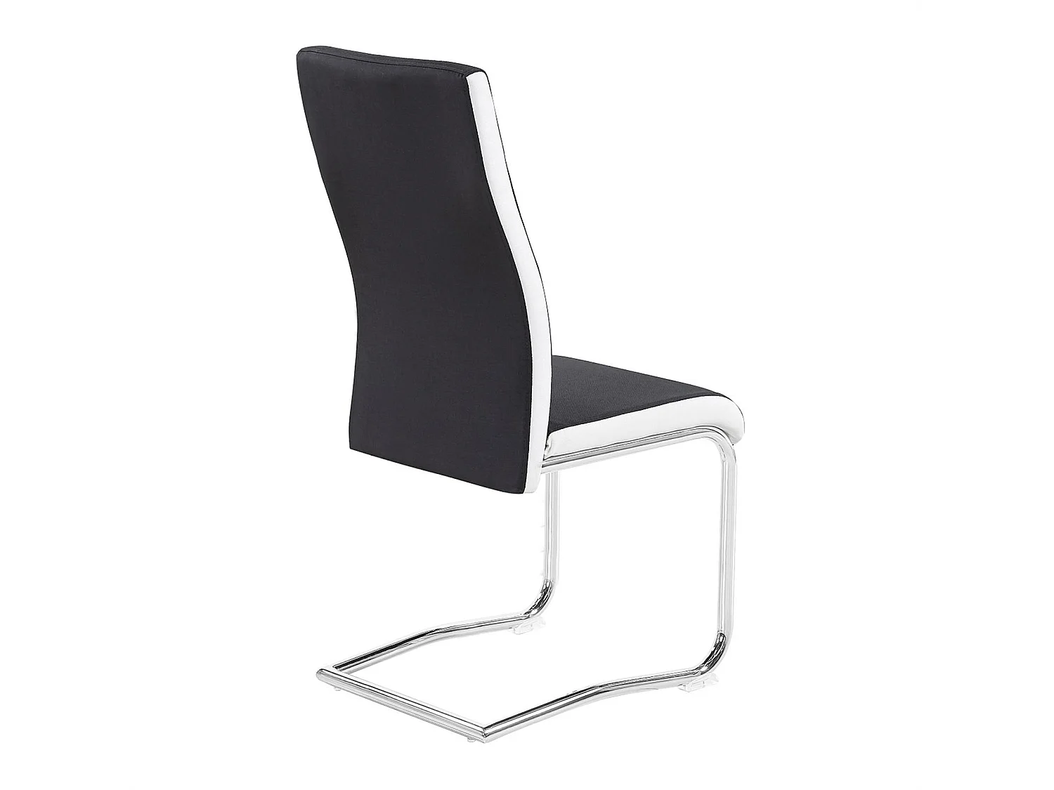 Lot de 4 chaises de salle à manger ou cuisine ALBA avec assise rembourrée et piètement chromé, revêtement en tissu noir et blanc